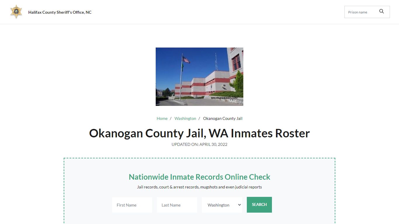 Okanogan County Jail, WA Jail Roster, Name Search
