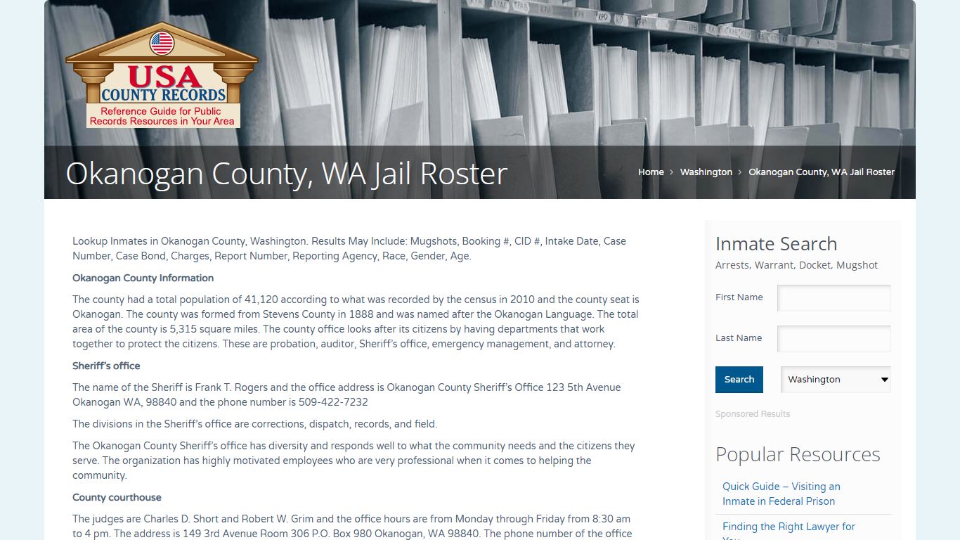 Okanogan County, WA Jail Roster | Name Search